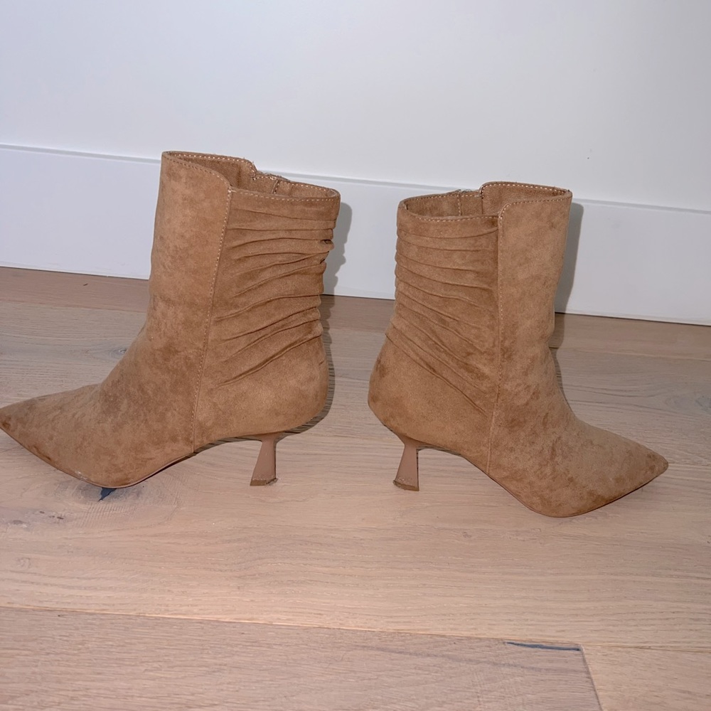 Zac Posen suede tan booties